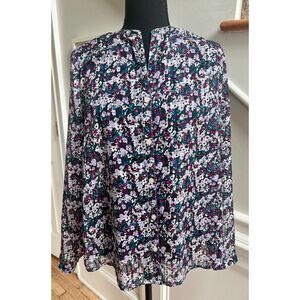 Jones New York Size L Purple and Green Floral Blouse size L